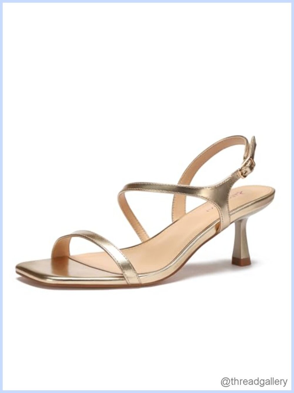 IDAWIVI Strappy Kitten Heel Sandals Square Open Toe Faux Leather Buckle